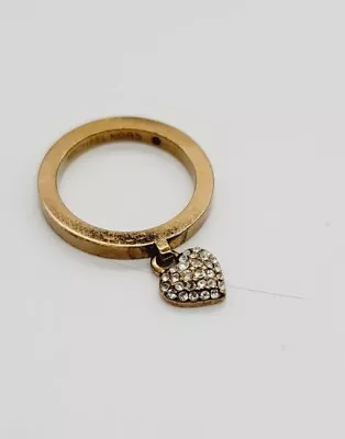 Michael Kors Charm Ring HEART Pave Crystal Rose Gold Band Size 9 • $25.87