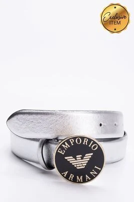 RRP€125 EMPORIO ARMANI Waist Belt Size 80/32 Laminated Effect Logo Buckle • £3.20