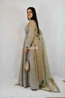 Anarkali Indian Pakistani Wedding Dress Beige Maxi Readymade Asian Partywear -L • £149.99