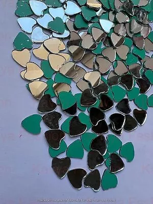 50 Pcs Mini Heart Shap Glass Mirror Mosaic Tile DIY Wall Art Work Supplies Decor • $29.13