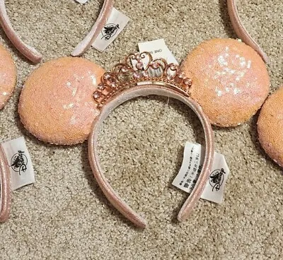 NEW Disney Parks Pink Sequin Minnie Mouse Tiara Princess Crown Ears Headband NWT • $18