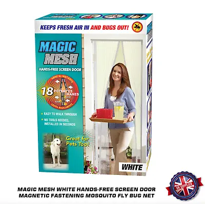£8.49 • Buy Magic Mesh White Hands-Free Screen Door Magnetic Fastening Mosquito Fly Bug Net.