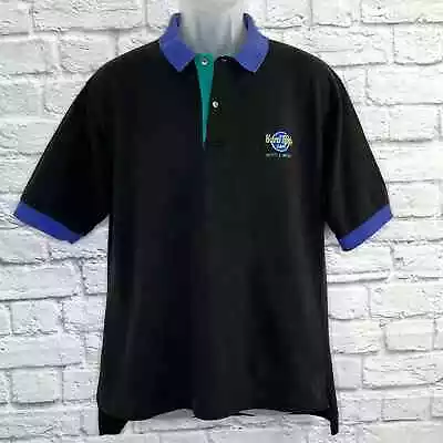 Hard Rock Cafe Myrtle Beach Vintage Embroidered Polo Shirt In Black Mens Size L • $25