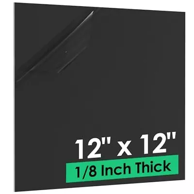 ABS Plastic Sheet 1/8 Inch Thick - 12  X 12  Black Plastic Sheet Rigid Thermo... • $15.45
