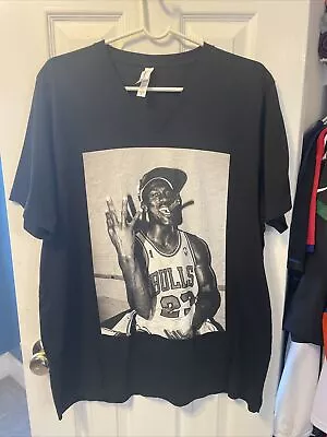 Michael Jordan Chicago Bulls Basketball Men’s Black V-Neck Shirt Size XL • $15