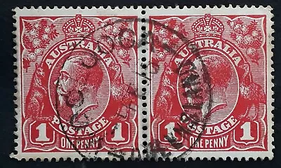 $30 • Buy 1915 Australia Pair 1d Carmine Red KGV Stamps WOOLOOGA QUEENSLAND Postmark