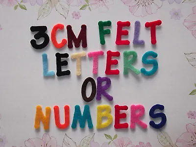 3cm FELT LETTERS/NUMBERS - CHOICE OF QUANTITY & 24 COLOURS-UPPERCASE • £1.40