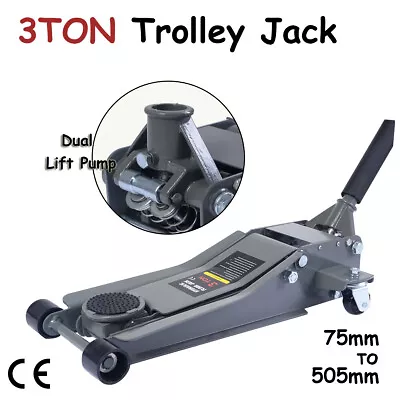 3Ton Ultra Low Profile Hydraulic Floor Jack Car Trolley Dual Lift Pump HeavyDuty • $999