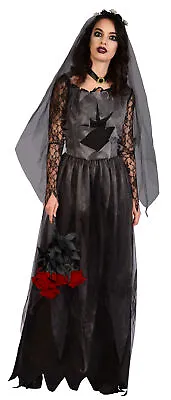 £28.99 • Buy Adult Ladies Black Graveyard Bride Corpse Halloween Fancy Dress Zombie Costume