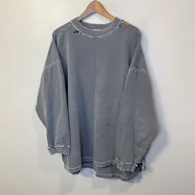 Vintage 80s 90s Gotcha Blank Faded Grey Distressed Sweater Surf Skate Grunge XL • $35.95