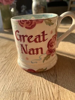£10.95 • Buy Emma Bridgewater Great Nan 1/2 Pint Mug Hand Made - Rare?