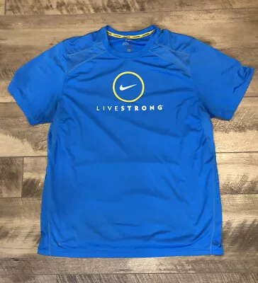 Livestrong Nike Dri-Fit Blue Short Sleeve Shirt Workout Men’s Size Large • $19.99