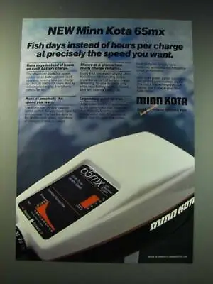 1987 Minn Kota 65mx Fishing Motor Ad - Fish Days Instead Of Hours • $19.99