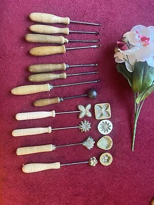 ANTIQUE New FABRIC FLOWER MAKING TOOLS LOT OF 12 MILLINERY HIGH QUALITY TOOLS • $350