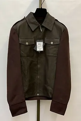 New W/ Tags MCM Munchen Men's 100% Black Leather And Maroon 100% Cashmere Jacket • $115