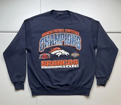 Vintage CSA Denver Broncos Sweatshirt Men’s M Blue Super Bowl Champions NFL • $24.95