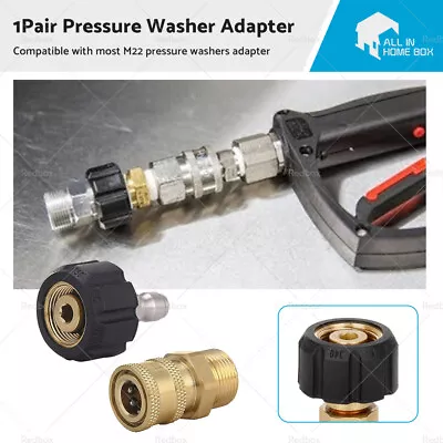 1Pair Pressure Washer Adapter 1/4  Quick Connect Coupler Kit M22-14 Adapter • $14.99