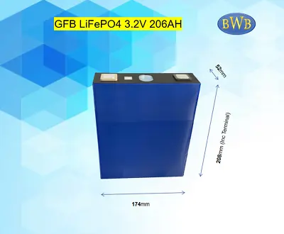 Lithium Iron Phosphate GFB LiFePo4 3.2V 206AH Rechargeable Battery Cell • $249
