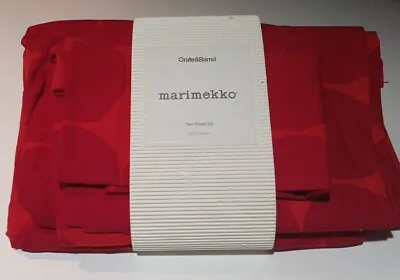 MARIMEKKO CRATE & BARREL TWIN SHEET SET Red 100% Cotton  • $78