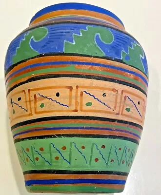 Vintage Mexican Pottery Opaque Azteca /Mayan Vase- Tlaquepaque 1940s • $33.95