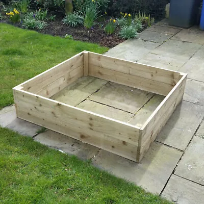 4ft X 4ft X 12  Wooden Timber Raised Growing Bed Planter Kit Grow Box Vegetables • £51