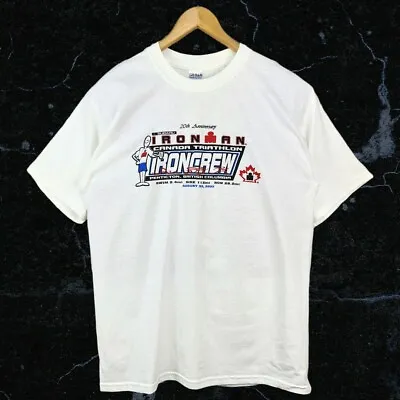 £25 • Buy SUBARU IRONMAN CANADA TRIATHLON 2002 Men's Size L White Short Sleeve T-Shirt