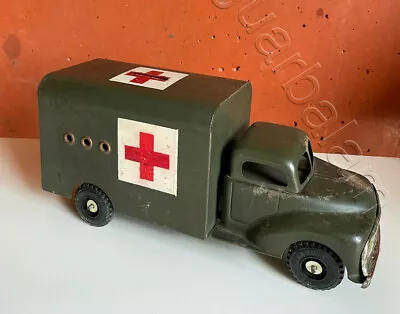 Mexican Vintage Toy Tin TRUJILLO Green Military Ambulance Truck 1960s • $350