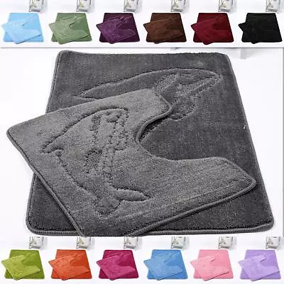 £7.99 • Buy Bath Mat Pedestal Set Non-Slip Clearance Shiny ,Dolphin, Zero Twist, Greek Loop