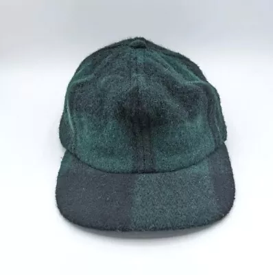 Vintage Woolrich Buffalo Plaid Baseball Cap Hat Wool S/M Elastic Band Green • $34.99