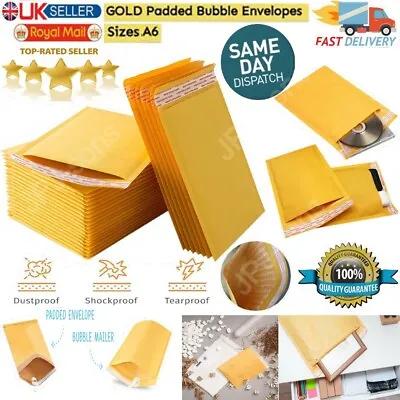 A6 Padded Bubble Envelopes Postal Bag Bubble Wrap Golden Brand Quality Uk • £0.99