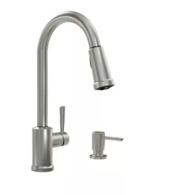 Moen Indi 87090MSRS Single Handle Pull-Down Kitchen Faucet W/Soap Dispenser  • $115
