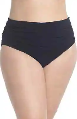 $250 Magicsuit Women's Black High Waist Ruched Slimming Bikini Bottom Size 16W • $27.98