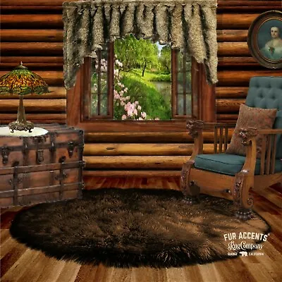 $499.95 • Buy Classic Round Shaggy Sheepskin - Faux Fur Rug Bear Skin Accent Brown Throw Rug  