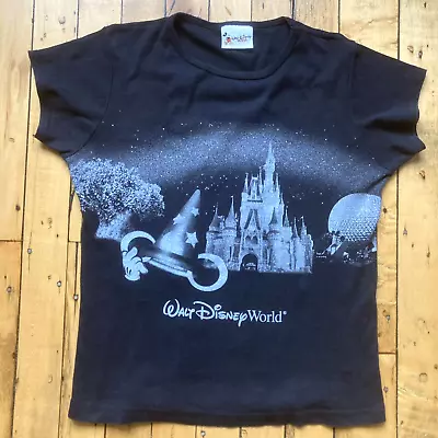 Vintage Walt Disney World Shirt Womens Extra Large Y2K Capped Sleeves Glitter • £10.80