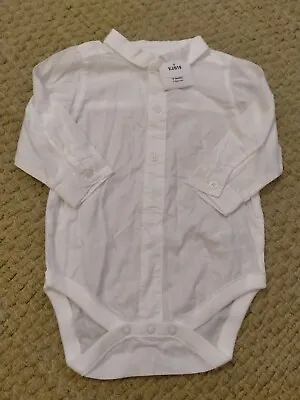 £5.45 • Buy Next Baby Boys White Long Sleeved Bodysuit Shirt 6-9 Months BNWT 💙