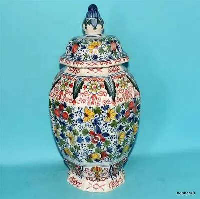 Dutch Makkum Holland Delft Frisian Vase Dutch Scenery Folk Art Covered Vase • $400