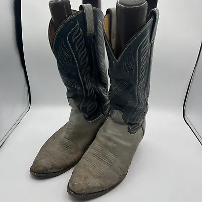 Vintage Tony Lama Boots Mens 10D Cowboy Western Antelope Gray Leather 8056 • $30