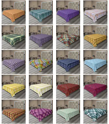 Ambesonne Tartan Flat Sheet Top Sheet Decorative Bedding 6 Sizes • $29.99