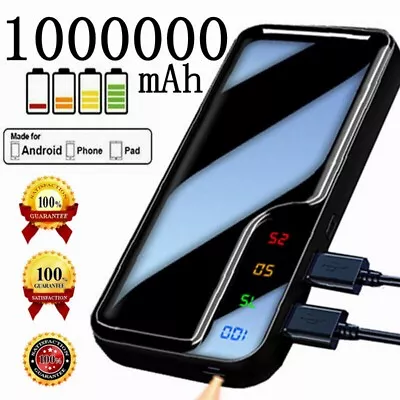 Portable 1000000mAh Battery Charger Power Bank LED Dual USB For All Mobile Phone • £4.49