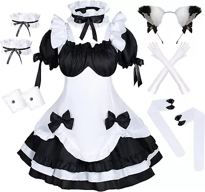 Anime French Maid Lolita Fancy Queen Princess Dress Cosplay Costume Furry Cat Ea • $29.99