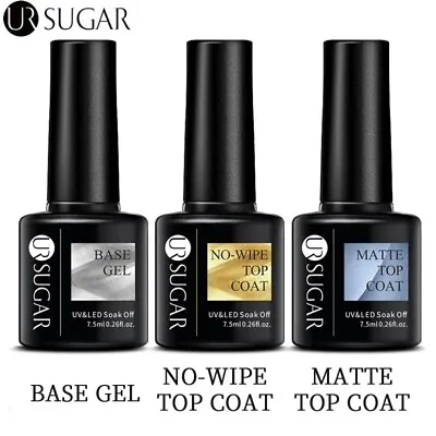 No Wipe Top Base Coat Matt Top UV LED Nail Gel Polish UR SUGAR Soak Off More UK • £3.50