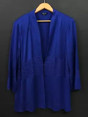 Misook Blue Acrylic Rayon Knit Open Front Cardigan Size L Large • $35.99