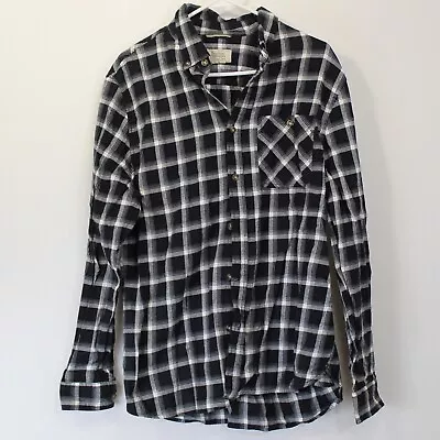 Boston Traders Black White Plaid Flannel Button Up Long Sleeve Shirt Large • $9.37