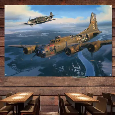 B-17 'Ye Olde Pub' Bomber Banner Flag US Air Force Poster As Gift For Army Fans • $26.35