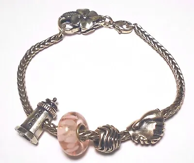 LAA 925 CHARM BRACELET Lighthouse/Clasped Hands/Glass STERLING SILVER 7.5  -8  • £120.34