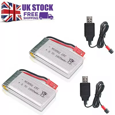 2Pack 1800mAh 3.7V Lipo Battery USB Charger JST Plug For RC Drone FPV Quadcopter • £12.99