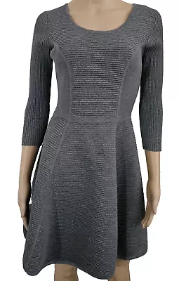 MILLY Dress Grey Knitted 3/4 Sleeves Size M • $69