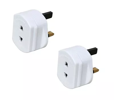 £5.99 • Buy 2x Shaver Adaptor UK To 2 Pin Socket Plug Fuse For Toothbrush Bath Shaving White