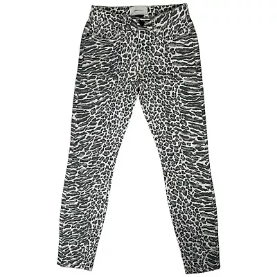 Current Elliott Stiletto Animal Print Crop Skinny Jeans Size 23 B&W NWOT 25x26.5 • $35.56