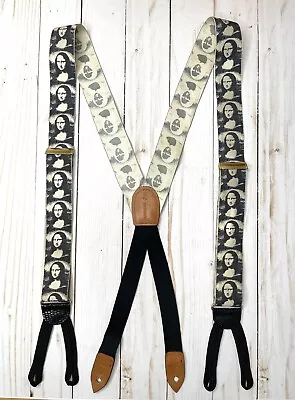 Silk Vintage Colehaan 2699 Suspender Leather Braces Mona Lisa Rare • $92